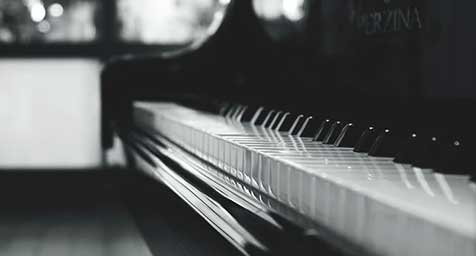 Beautiful old piano in black and white photagraphy