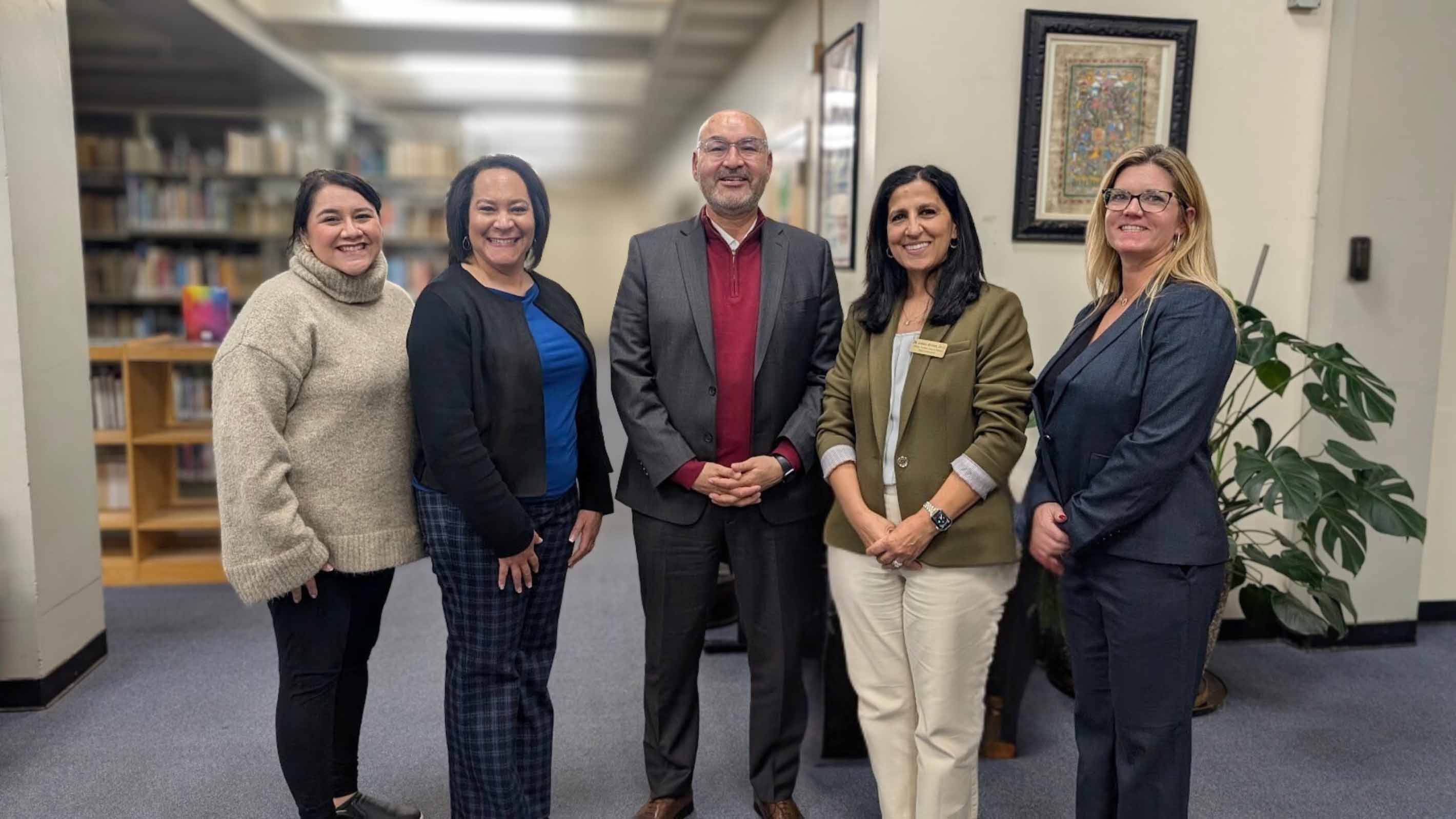 Pictured from left to right: Leslie Mann, Director of Dual Enrollment and Outreach; Dr. Renee Craig-Marius, Assistant Superintendent and Vice President of Student Services; Dr. Pedro Avila, President and Superintendent of Gavilan College; Dr. Anisha Munshi, Superintendent of Gilroy Unified School District; and Lisa Martin, Principal of Mt. Madonna High School. 